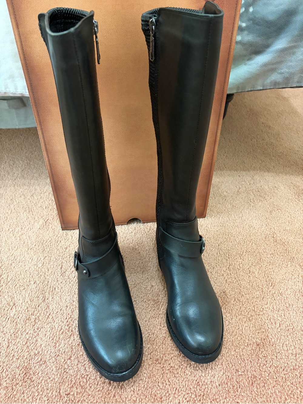 Blondo Black Knee-High Riding-Style Leather Waterproof Boots